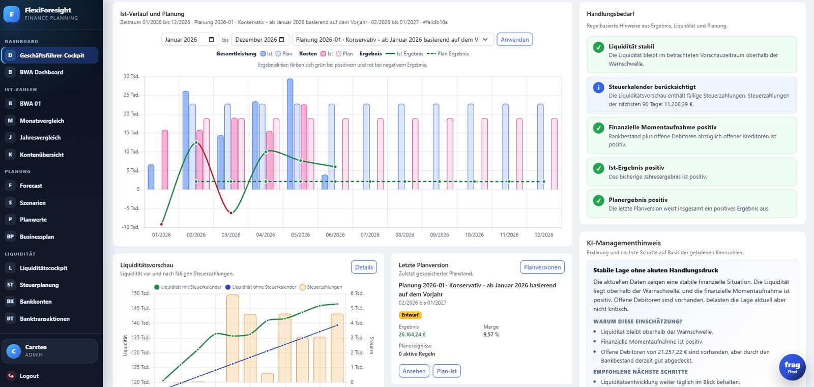 FlexiForesight Dashboard Detailansicht